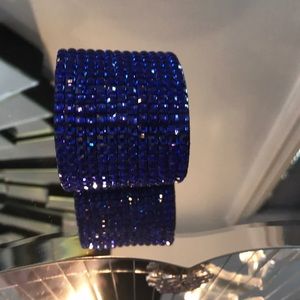 Blue wide rhinestone cuff